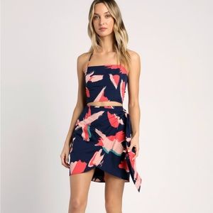 Artistic Impulse Navy Blue Abstract Print Two-Piece Mini Dress, Size M, Lulus